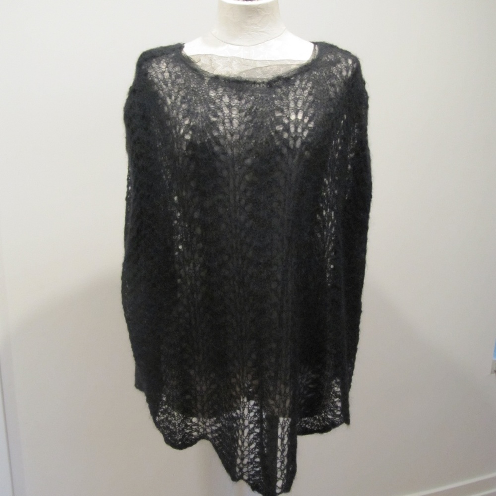 DEA KUDIBAL Copenhagen Black Knit Poncho Petite
